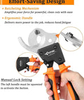 Heavy Duty Ratcheting Cable Cutter Cuts Copper And Aluminum Wire Up To 600 Mcm Pro Electrician Tool Effort-saving design with ergonomic handle.