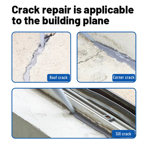 Heavy Duty Liquid Concrete Crack Filler and Waterproof Sealant for Basements Roofs and Pool Projects Quick Setting Formula repairing roof, corner, and sill cracks.