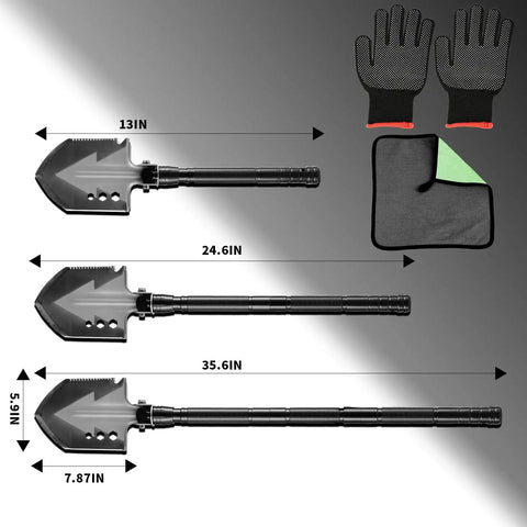 Heavy Duty Camping Axe And Shovel Multi Tool Set For Off Road Survival Gear Tactical Car Emergency Kit Compact Steel Axe Shovel Combo Built Tough For Camping Hiking Bug Out And Everyday Outdoor Projects with dimensions and accessories