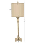 Camilla Steel And Acrylic Twist Buffet Lamp In Chrome And Clear Finish With Silver Faux Silk Shade, 9x9x30 inches