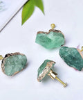 Green Fluorite Stone Cabinet Knobs Set Dope Healing Crystal Drawer Handles Gold Plated Gemstone Cupboard Pulls For Home Office Decor Fits Kitchen Cabinets Dressers 4 Pack