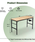 Heavy Duty Adjustable Height Workbench With Built In Power Outlets And Solid Rubber Wood Top Rock Solid Two Thousand Pound Capacity Garage Beast For Shop Projects And Buildouts dimensions 60x23.62x28.74-39.37 inches.