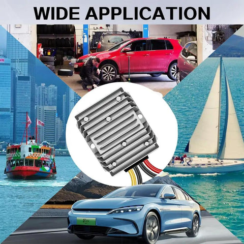 Tough As Nails DC Step Down Voltage Converter 48V To 12V 20A 240W Regulator IP67 Waterproof Power Module with aluminum heat sink.