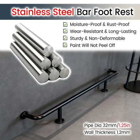 Top Shelf Gold Bar Foot Rail Kit Featuring Heavy Duty Wall Brackets Solid Tube And Secure End Caps Undercounter Pub Toe Kick for home use.