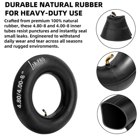 Heavy Duty Inner Tube 4.80/4.00-8 For Wheelbarrows Wagons Mowers Hand Trucks Go Karts With TR87 Angled Valve Stem