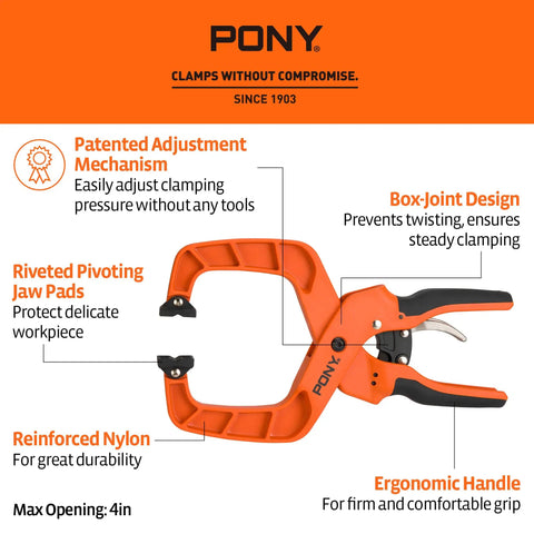 2 Pack 4 Inch Quick Release Ratcheting Wood Clamps With Box Joint Design Ergonomic Handles Beefy 40 Lbs Clamping Force