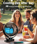 20000mAh 8 Inch Portable Clip On Fan With Lights Battery Powered USB Desk Personal Quiet Fan for outdoor group gathering