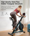 Woman using S3 Black Home Exercise Bike With Magnetic Resistance, Bluetooth Heart Rate, durable steel frame, 350 lbs capacity