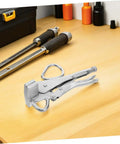 Adjustable Auto Body Sheet Metal Clamp Tool For Welding And Repair Tough As Nails Locking Pliers With Wide Flat Duckbill Design on workbench