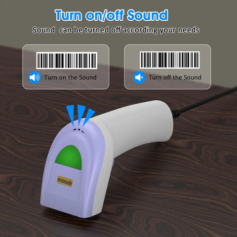 USB 1D Barcode Scanner Handheld Wired CCD Image Scanner That Reads Code 128 UPC EAN from Paper or Screen with sound toggle