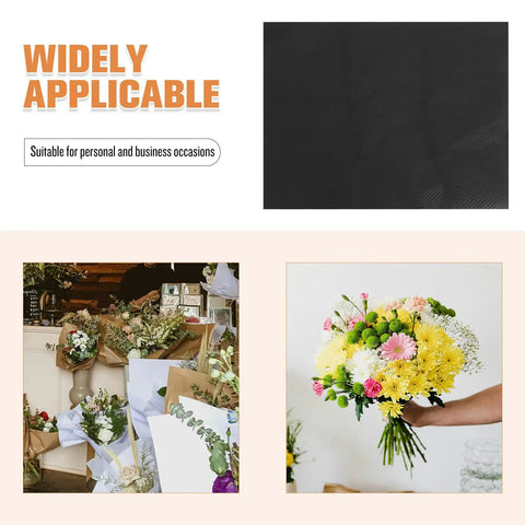 Floral Wrapping Paper Sheets 10 Pack Embossed Kraft Paper For Bouquets And Gifts displayed in florist shop and bouquet held by hand.