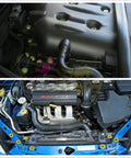 Car engine bay with installed Orange Billet Aluminum Fender Bumper Washer Bolt Dress Up Kit For Engine Bay M6x15mm