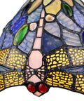 Close-up of Sunniva Dragonfly Tiffany-Style 1 Light Mini Pendant handcrafted glass shade with 111 glass cuts and 36 beads.
