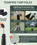 Heavy Duty Adjustable Tarp Poles, 9.2ft Aviation Aluminum Telescoping Tent Poles with removable tip cover and protective cap