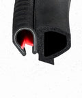 Cross-section of Push On Door Edge Weather Stripping Seal 0.62 Inch Bulb Height No Glue Needed Fits Car Doors 100 Feet Long