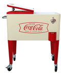 Front view of Creamfish 60-Quart Vintage Style Wheeled Cooler With Split Top Lids For Outdoor Patio Porch Insulated With A Powder Coated Finish