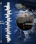 Three Eighths Inch Drive Metric Crowfoot Wrench Set 10 Piece 10 To 22 mm CRV Steel Flare Nut Design For Auto And Plumbing In Tight Spaces With Clip On Organizer Durable Chrome Vanadium Mirror Polished Finish Corrosion Resistant High Torque, 13.7in set