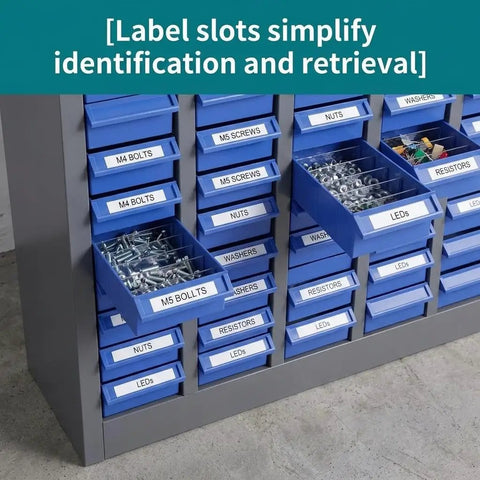 100 Drawer Bolt And Nut Organizer And Tool Storage Cabinet For Garage Workshop Grab And Go Access 26x9x46 Inches Rust Resistant Parts Cabinet For Hardware Storage with label slots for easy identification.