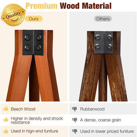 Comparison of premium beech wood tripod stand for Wood Tripod Floor Lamp with other wood types