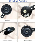 Waterproof 12V Universal Air Horn for Motorcycles and Cars, 105 dB Loud Electric Horn details showing rainproof and corrosion resistance features