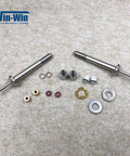Win-Win waterjet swivel maintenance kit with two stainless steel 1/4 inch rods, seals, bushings, and washers