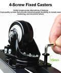 Installation of caster on 18 Inch Round Plant Caddy With Wheels Heavy Duty Metal Plant Dolly With Rust Proof Black Tray And Casters