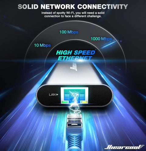 8 In 1 USB C Hub With 4K 60Hz HDMI Gigabit Ethernet 100W Power Delivery 3 USB 3.0 Ports SD And TF Card Readers For MacBook Pro Air Dell Lenovo Laptops showing Ethernet port with high speed connectivity.
