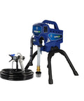 No Hassle Electric Airless Paint Sprayer Featuring Always On Prime Tech For Unthinned Paint And Stain with hose and spray gun.