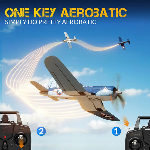 Brushless RC Plane For Adults With XPilot Stabilizer And 3D Aerobatics, F4U Corsair 500mm 4 Channel performing aerial maneuvers