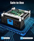 Infrared Preheat Soldering Station With 450W, 110V, Large 4.72 Inch By 4.72 Inch Heating Plate in use with motherboard