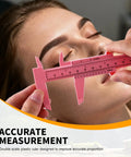 Pro Grade Brow Mapping Tool With Mini Vernier Caliper Double Scale Sliding Ruler Plastic Gauge in pink for eyebrow tattooing