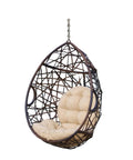 Indoor Outdoor Teardrop Wicker Hanging Chair For Patio And Deck, Multi Brown Tan Teardrop Basket Swing, Stand Not Included