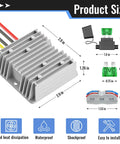 Top Shelf Heavy Duty Dc To Dc Converter 17 55V To 12V Step Down Voltage Reducer with aluminum housing and dimensions.