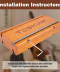 Angled front view of guitar fret end beveling file, 4-in-1 with 3/23/35/90° angles; wooden block luthier tool with hex key