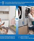 Comparison image of Portable Twin Tub Washing Machine With Drying Rack And Ten Hangers, 12 Lb Washer Plus 7 Lb Spinner vs laundromat.