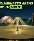 Beefy Portable Camping Light With 14000mAh Battery illuminating 538 sq ft campsite beside a tent
