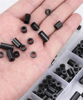 260 Piece Nylon Spacer Kit M3 M4 Round Spacers For Electrical Outlets Switches And DIY Projects Durable Screw Sleeves With Multi Size Inner Diameters For Precise Stable Recessed Installations in hand and organizer box
