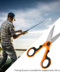 2 Pack 5.7 Inch Beefy Fishing Scissors Braided Line Cutters Heavy Duty 3Cr13 Steel Non Slip Serrated Edge Snips For Saltwater And Freshwater Braid Trimming Orange, orange handled fishing scissors for braided line cutting