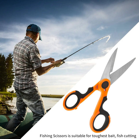2 Pack 5.7 Inch Beefy Fishing Scissors Braided Line Cutters Heavy Duty 3Cr13 Steel Non Slip Serrated Edge Snips For Saltwater And Freshwater Braid Trimming Orange, orange handled fishing scissors for braided line cutting
