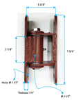 Heavy Duty Bolt On Driveway Gate Hinges Adjustable With Greasable Zerk Fittings Tough As Nails To Swivel Smooth Over Massive Loads Up To 1000 Lbs Includes Five Pair Sets, detailed dimensions labeled.