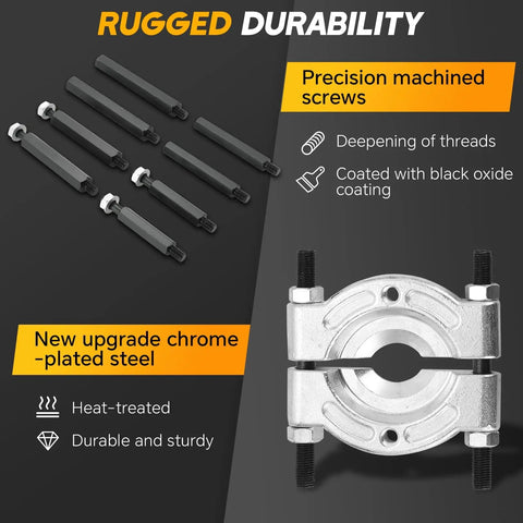 Badass Heavy Duty 12 Piece Bearing Separator And Puller Set With 5 Ton Capacity, chrome-plated steel screws and separator