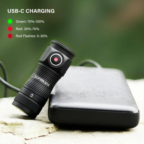 Tiny But Mighty EDC Flashlight Rechargeable 1300 Lumens, Pocket Size, USB-C charging on power bank, compact design