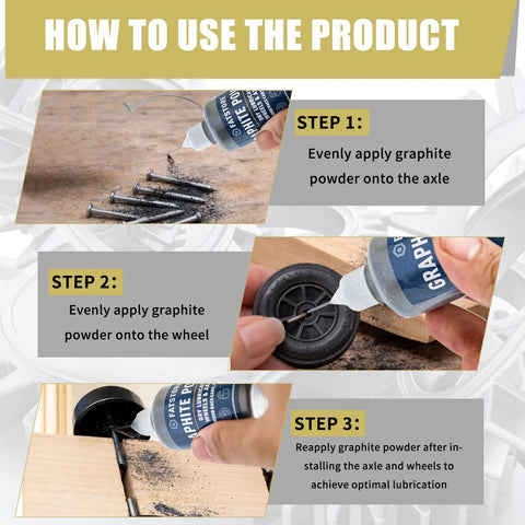 Step-by-step guide applying Dry Graphite Lubricant Powder For Pinewood Derby Axles And Wheels With Precision Tip Nozzle Non Oily