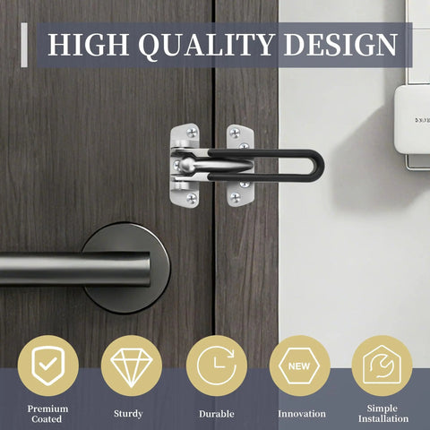 Heavy Duty Swing Bar Door Lock With Latch Guard For Inward Swing Doors, Rugged Home Security Lock, installed on a door
