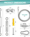 Product dimensions for Shade Sail Hardware Kit 52 Piece Set For Outdoor Canopies And Patios Premium 304 Stainless Steel Accessories
