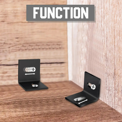 Tough As Nails Table Top Fasteners Heavy Duty Steel Furniture Connectors Classic Black showing function of steel brackets for joints.