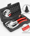 Heavy Duty 16 Piece Manual Hole Punch Plier Set For Leather, Sheet Metal, Rubber And Plastic with case and components