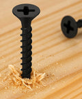 Heavy Duty Black Wood Screws For Cabinet Hinges And Drawer Slides In 304 Stainless Steel Flat Head Self Tapping 6 x 1 200 Count Bulk Pack Natural Black Finish Anti Rust IMSCREWS