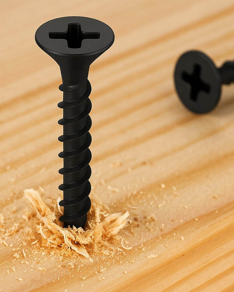 Heavy Duty Black Wood Screws For Cabinet Hinges And Drawer Slides In 304 Stainless Steel Flat Head Self Tapping 6 x 1 200 Count Bulk Pack Natural Black Finish Anti Rust IMSCREWS