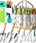 11 Piece Heavy Duty Garden Tool Set With Rust Resistant Stainless Steel Tools And A Durable Stylish Tote Organizer